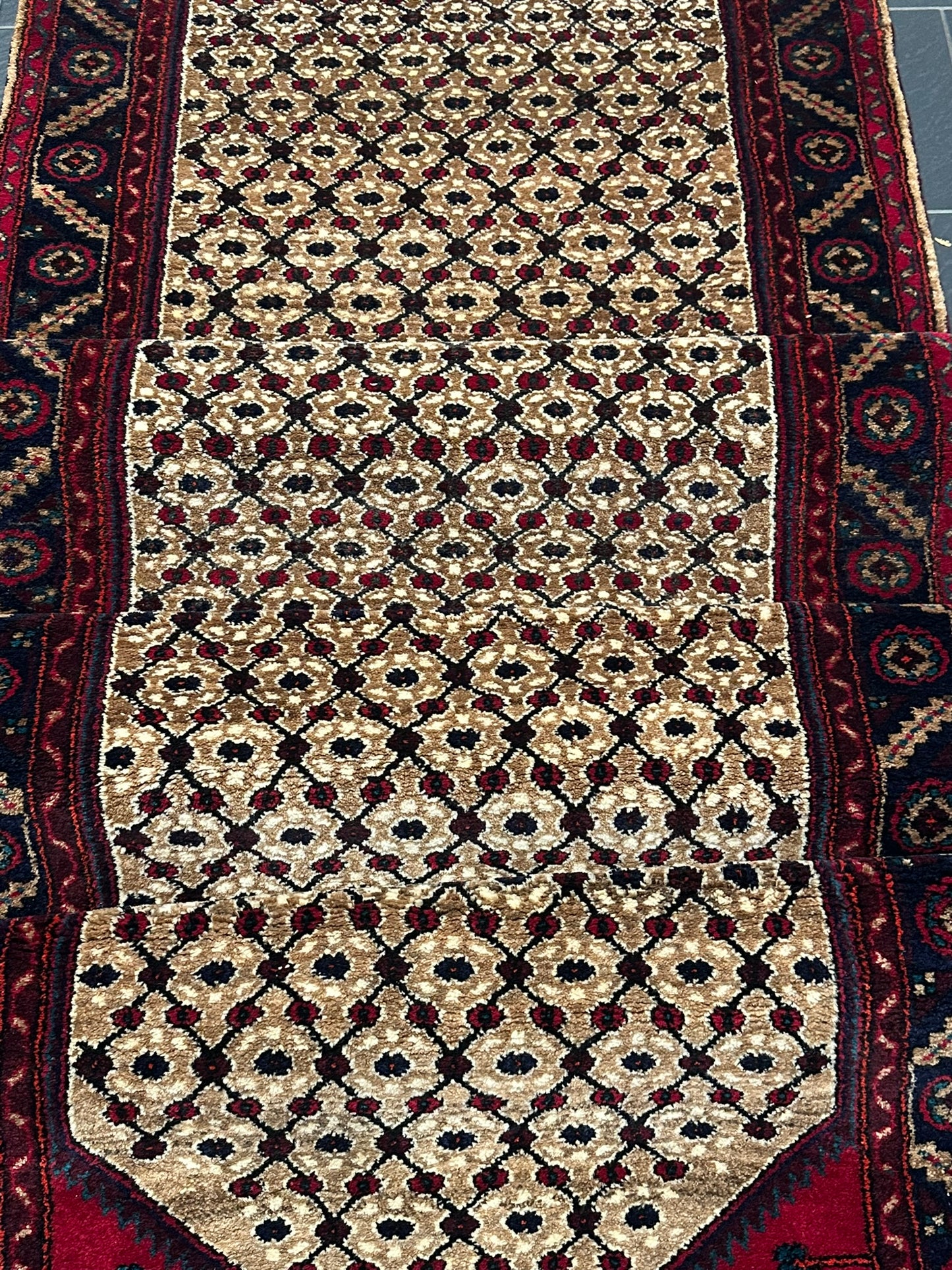 Orientteppich handgeknüpft 407x102 cm Hamadan Läufer