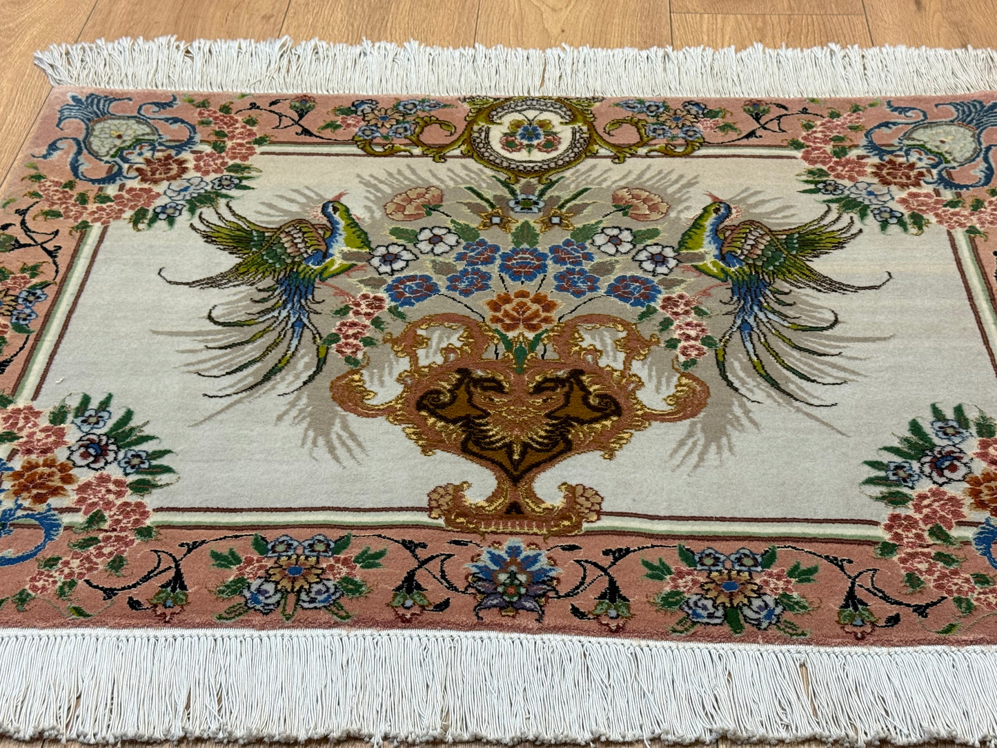 Orientteppich Täbriz – Handgeknüpft, Korkwolle mit Seide, Sehr Fein, 65 x 89 cm