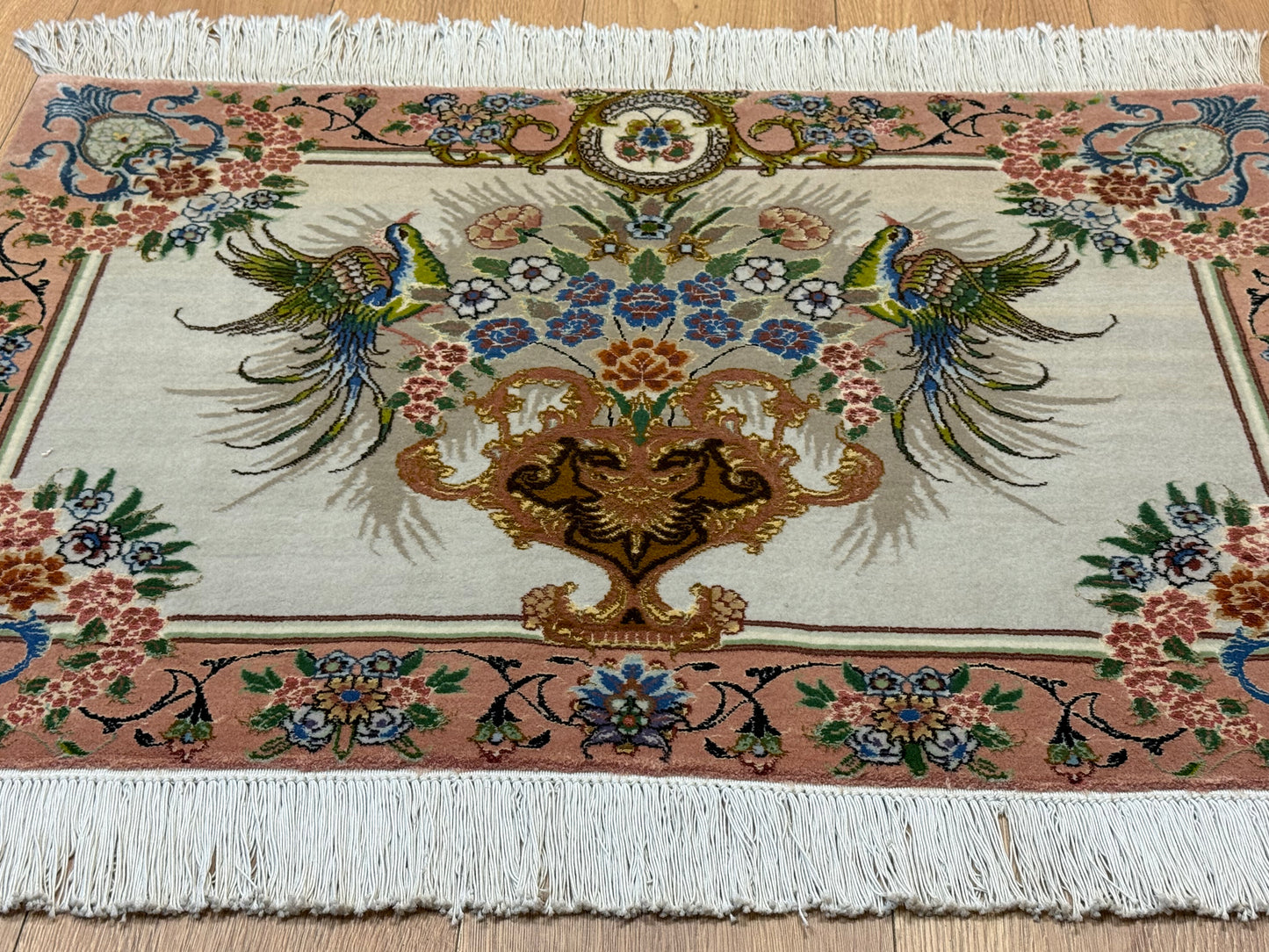 Orientteppich Täbriz – Handgeknüpft, Korkwolle mit Seide, Sehr Fein, 65 x 89 cm