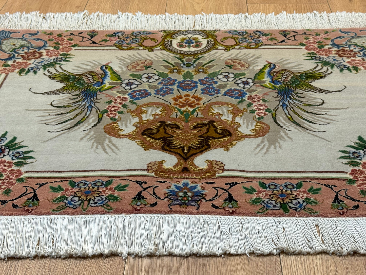 Orientteppich Täbriz – Handgeknüpft, Korkwolle mit Seide, Sehr Fein, 65 x 89 cm
