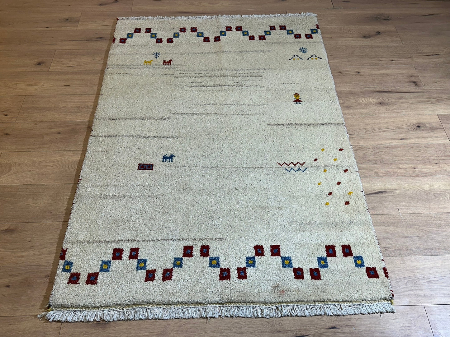 Moderner Gabbeh Teppich handgeknüpft 181x125 cm