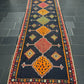 Antik Orientteppich handgeknüpft 440x140 cm Senneh Kelim Naturfarben
