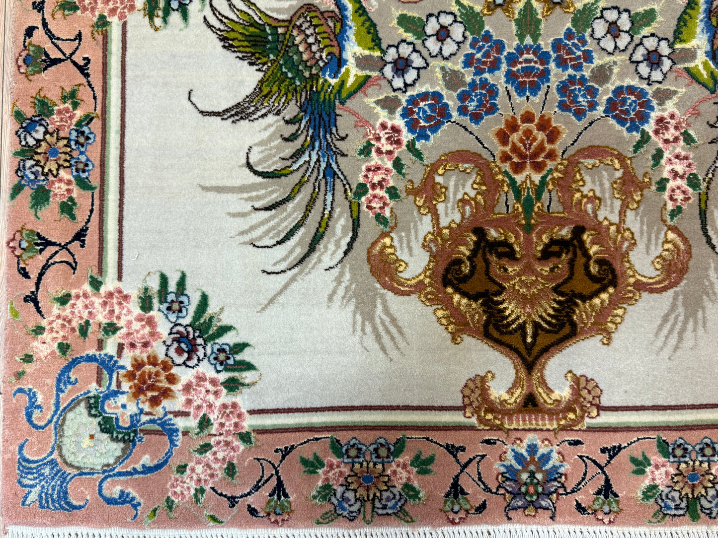 Orientteppich Täbriz – Handgeknüpft, Korkwolle mit Seide, Sehr Fein, 65 x 89 cm