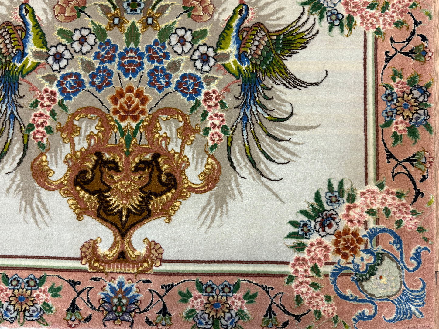 Orientteppich Täbriz – Handgeknüpft, Korkwolle mit Seide, Sehr Fein, 65 x 89 cm