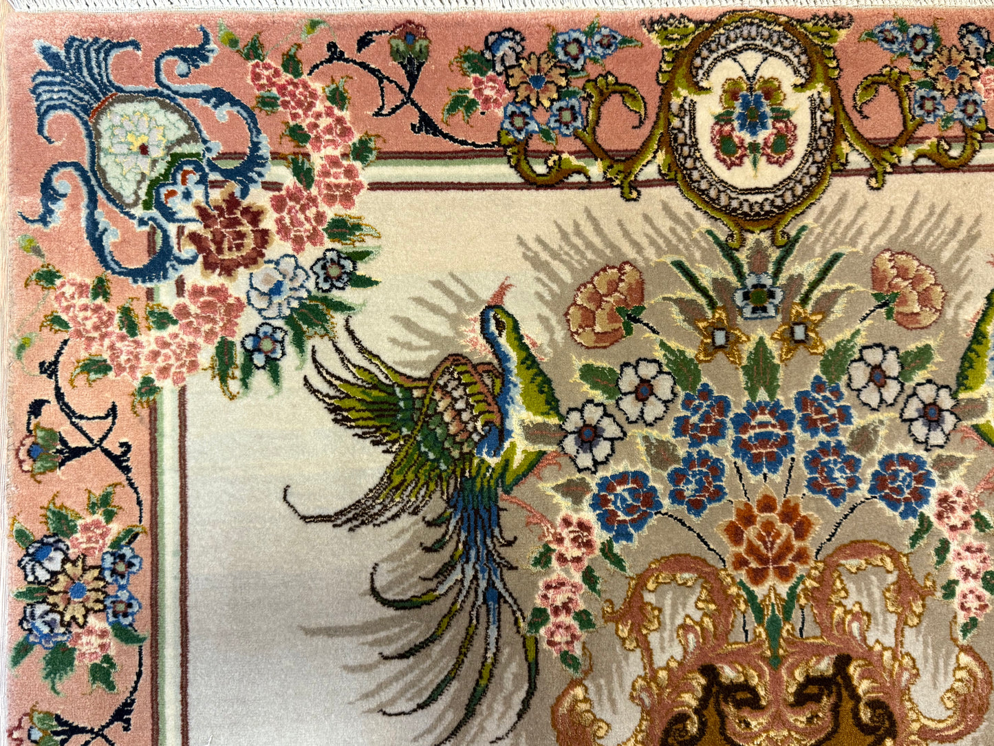 Orientteppich Täbriz – Handgeknüpft, Korkwolle mit Seide, Sehr Fein, 65 x 89 cm