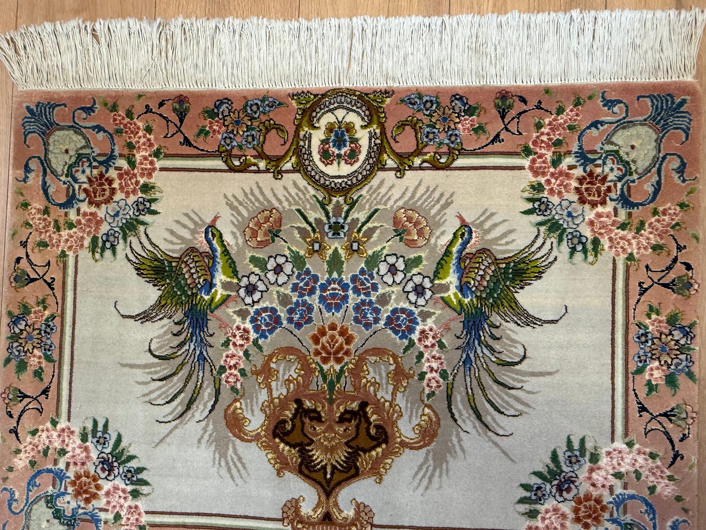 Orientteppich Täbriz – Handgeknüpft, Korkwolle mit Seide, Sehr Fein, 65 x 89 cm