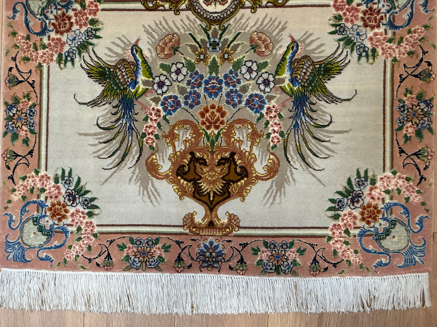 Orientteppich Täbriz – Handgeknüpft, Korkwolle mit Seide, Sehr Fein, 65 x 89 cm