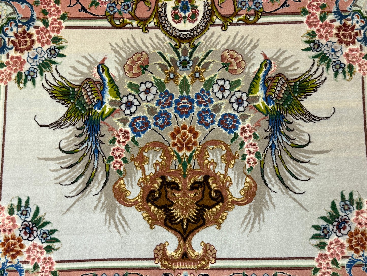 Orientteppich Täbriz – Handgeknüpft, Korkwolle mit Seide, Sehr Fein, 65 x 89 cm