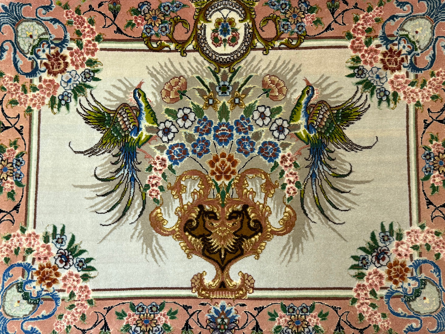 Orientteppich Täbriz – Handgeknüpft, Korkwolle mit Seide, Sehr Fein, 65 x 89 cm
