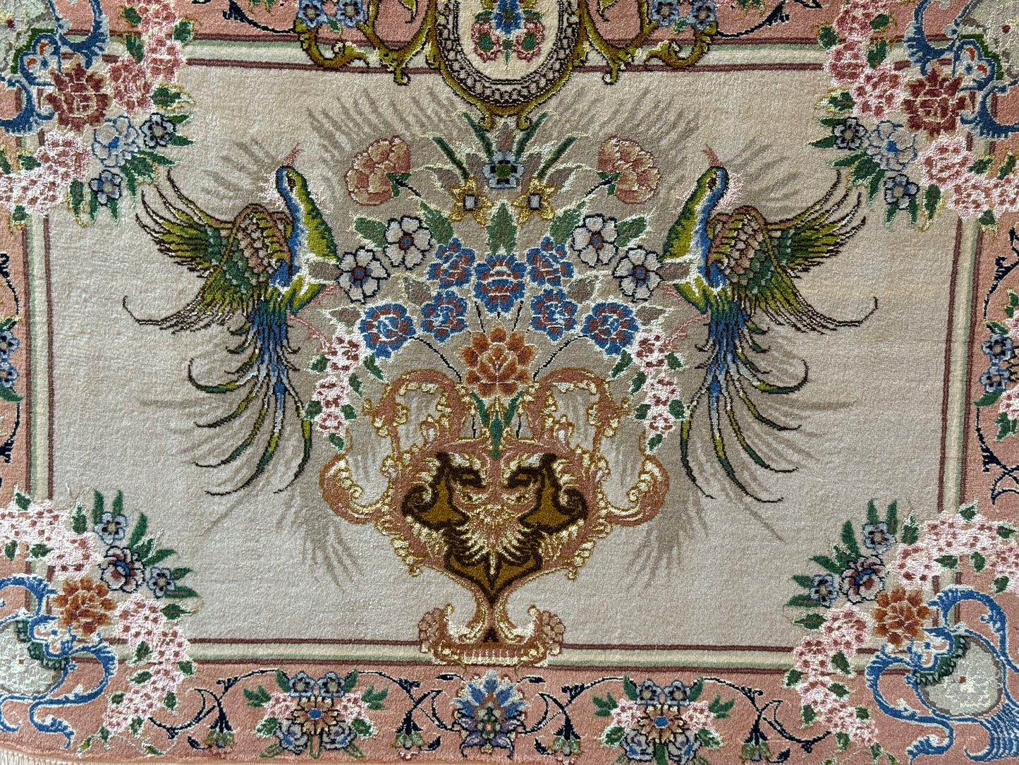 Orientteppich Täbriz – Handgeknüpft, Korkwolle mit Seide, Sehr Fein, 65 x 89 cm