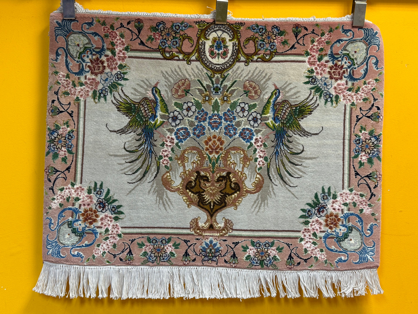 Orientteppich Täbriz – Handgeknüpft, Korkwolle mit Seide, Sehr Fein, 65 x 89 cm