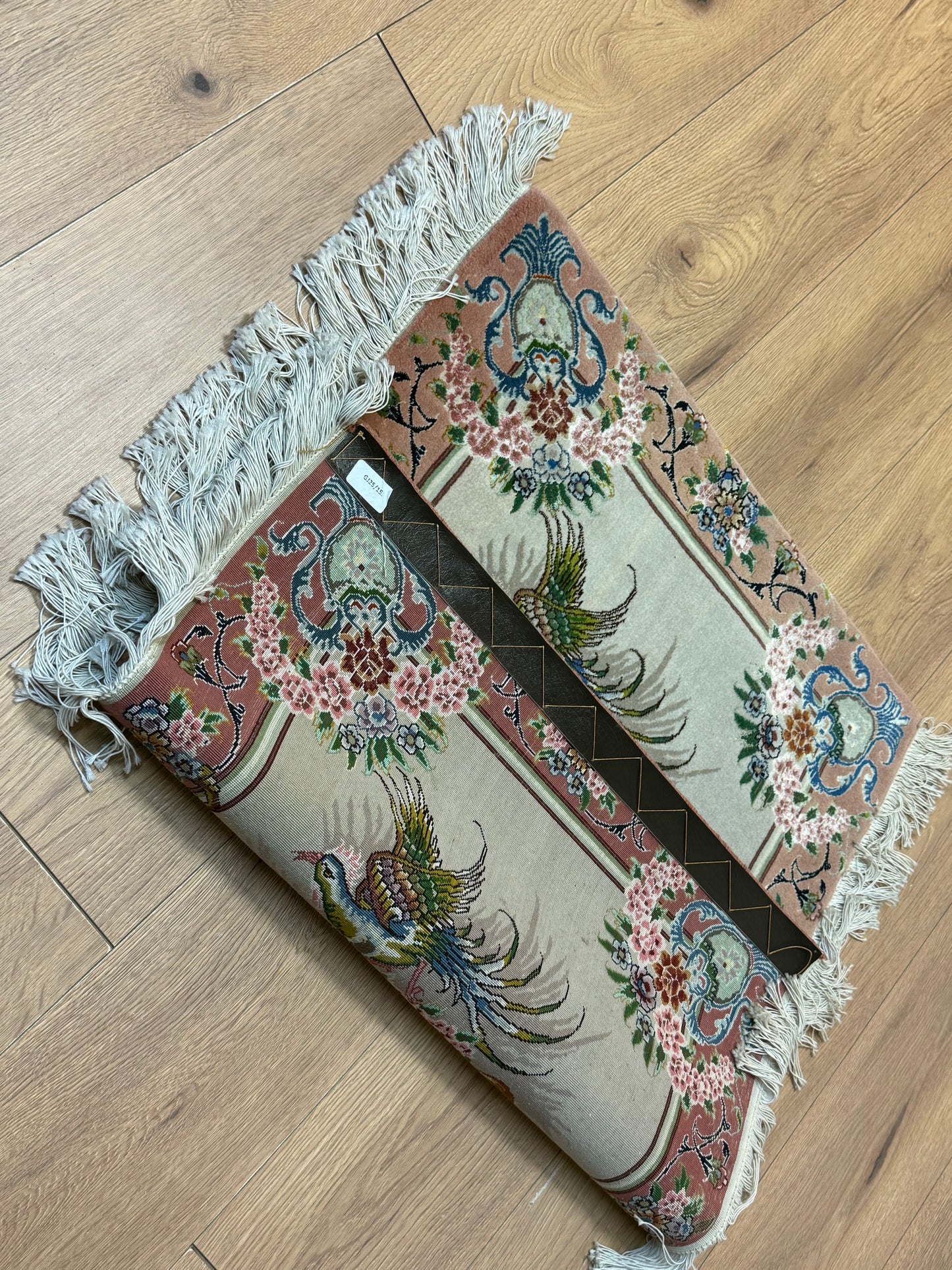 Orientteppich Täbriz – Handgeknüpft, Korkwolle mit Seide, Sehr Fein, 65 x 89 cm