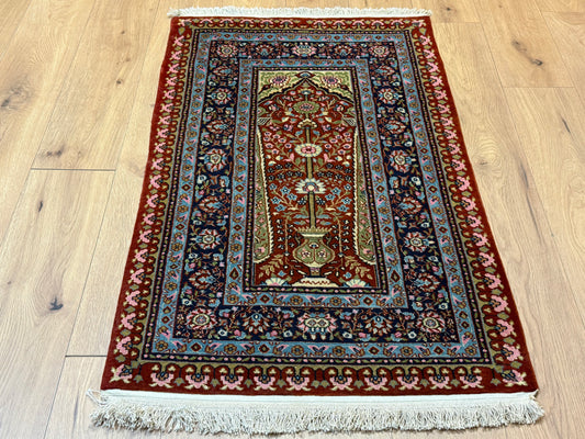 Orientteppich Kaschmir Lebensbaum Handgeknüpft 124 x 80 cm