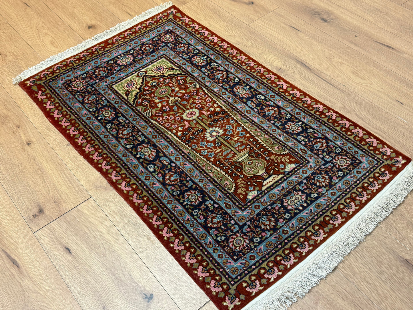 Orientteppich Kaschmir Lebensbaum Handgeknüpft 124 x 80 cm