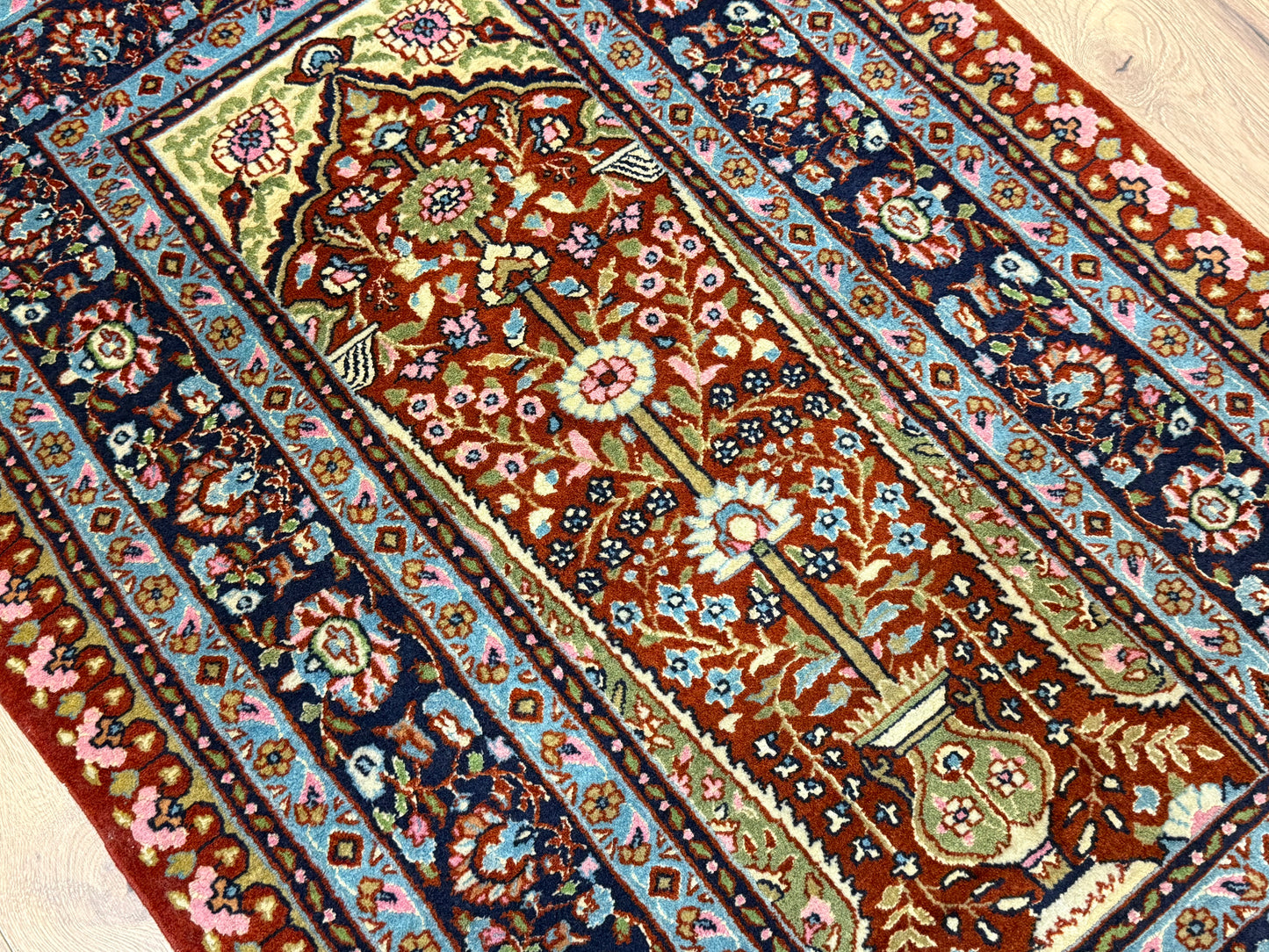 Orientteppich Kaschmir Lebensbaum Handgeknüpft 124 x 80 cm