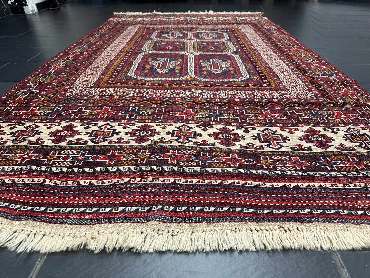 Orientteppich handgeknüpft Sumak Kelim Semi Antik 280x167 cm