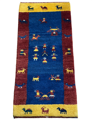 Moderner Gabbeh Teppich handgeknüpft Läufer 125x60cm