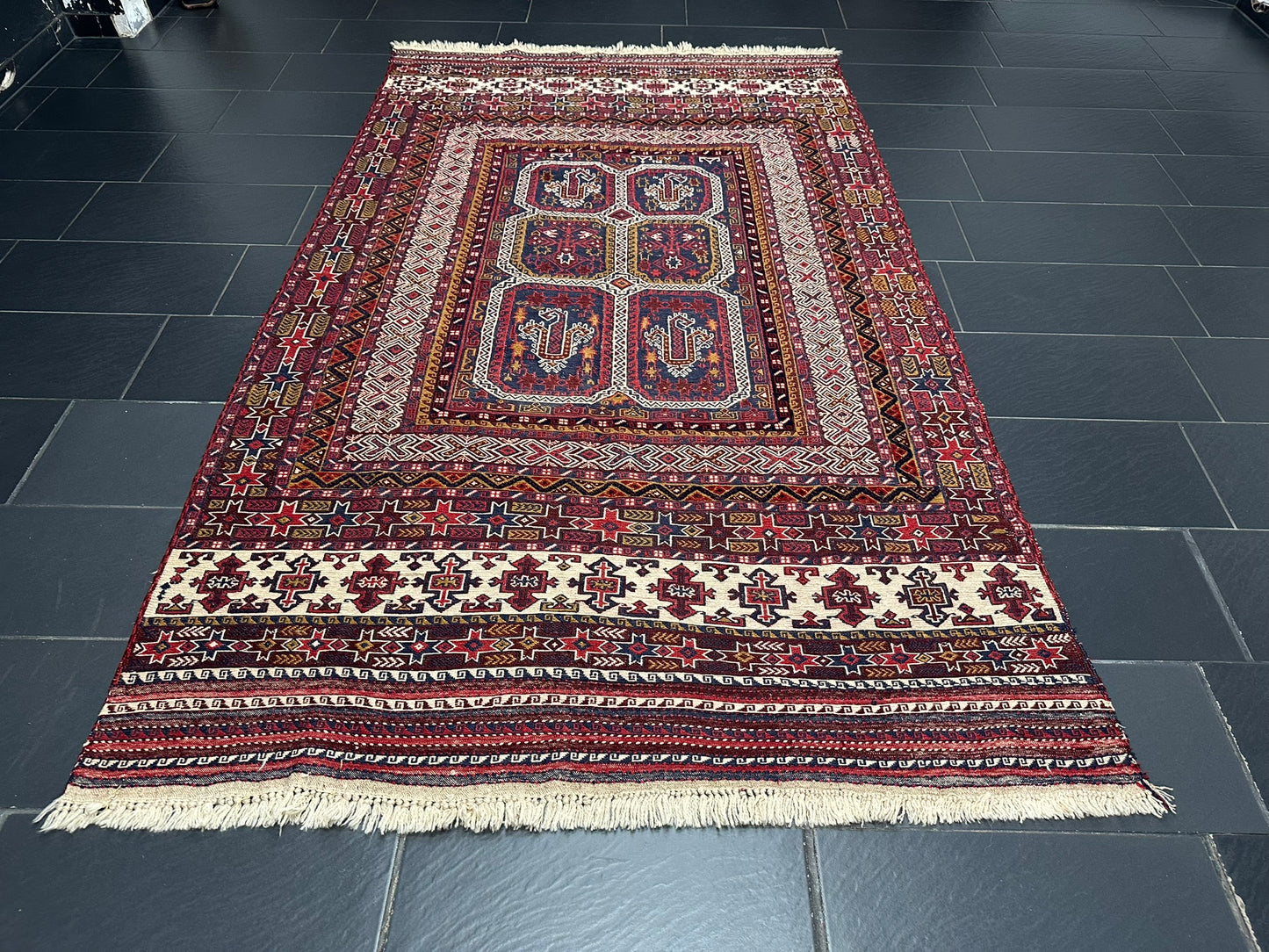Orientteppich handgeknüpft Sumak Kelim Semi Antik 280x167 cm
