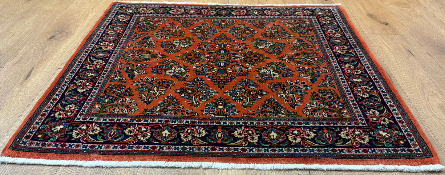 Orientteppich Sarough – Handgeknüpft, Sehr Fein, Korkwolle, 110 x 106 cm