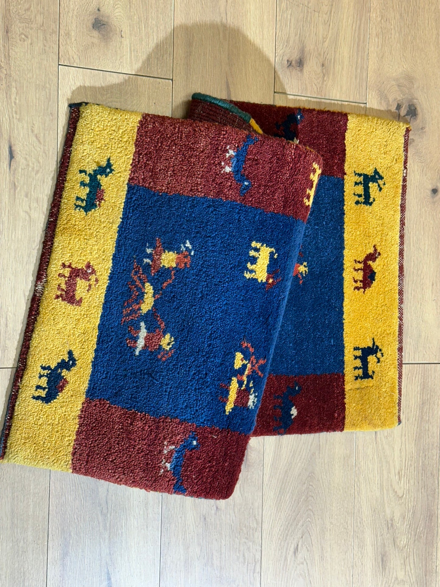 Moderner Gabbeh Teppich handgeknüpft Läufer 125x60cm