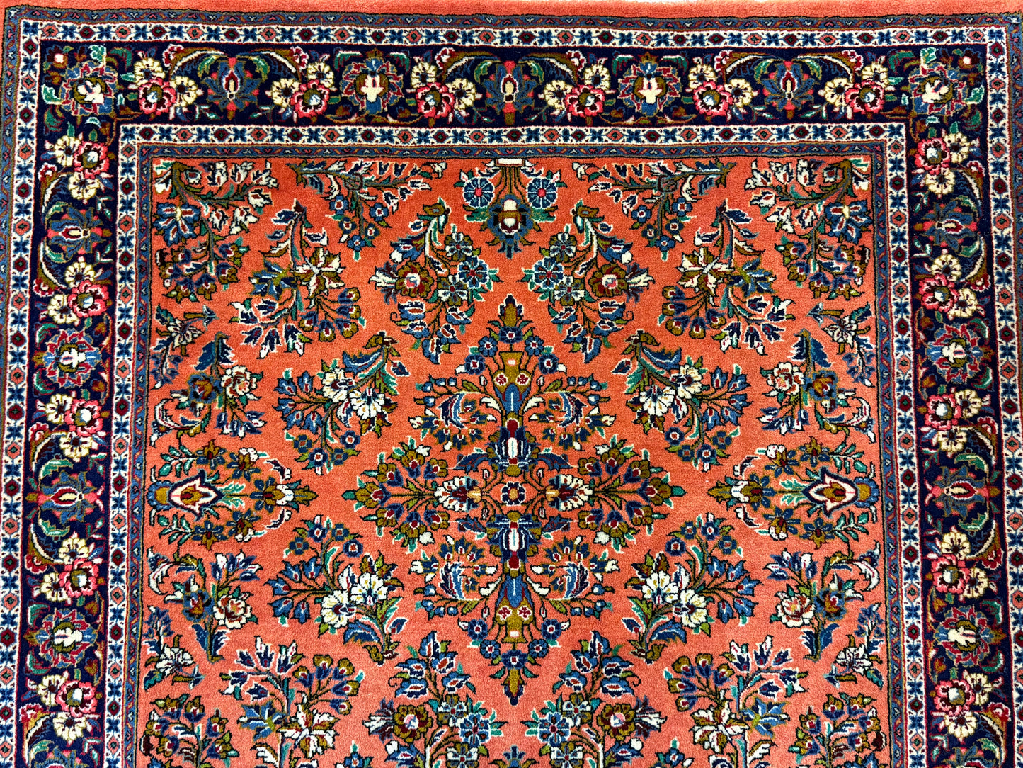 Orientteppich Sarough – Handgeknüpft, Sehr Fein, Korkwolle, 110 x 106 cm