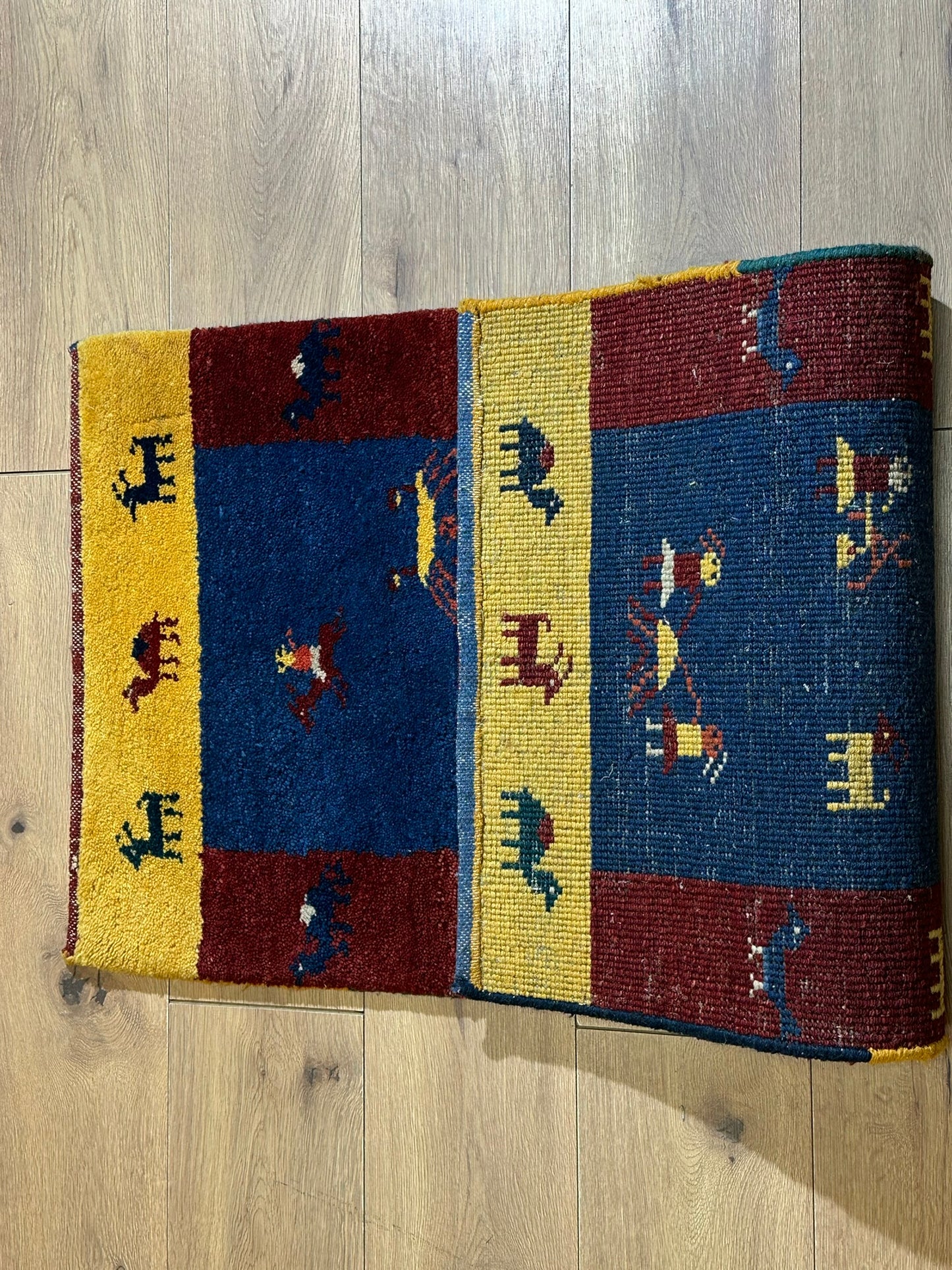 Moderner Gabbeh Teppich handgeknüpft Läufer 125x60cm