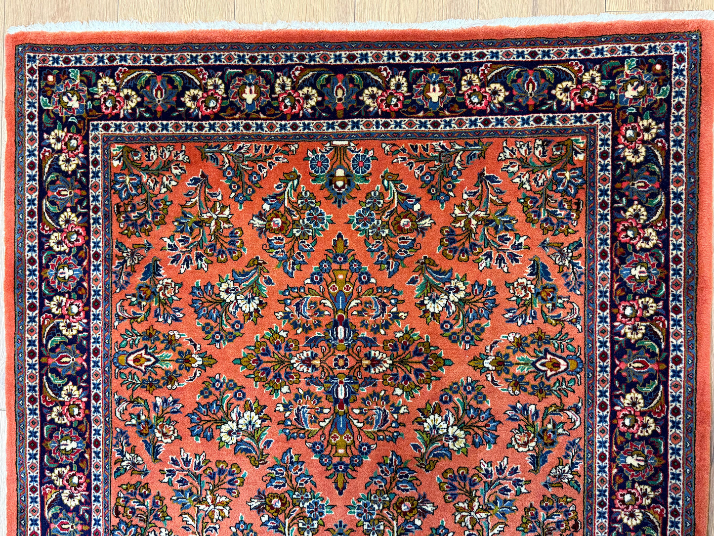 Orientteppich Sarough – Handgeknüpft, Sehr Fein, Korkwolle, 110 x 106 cm