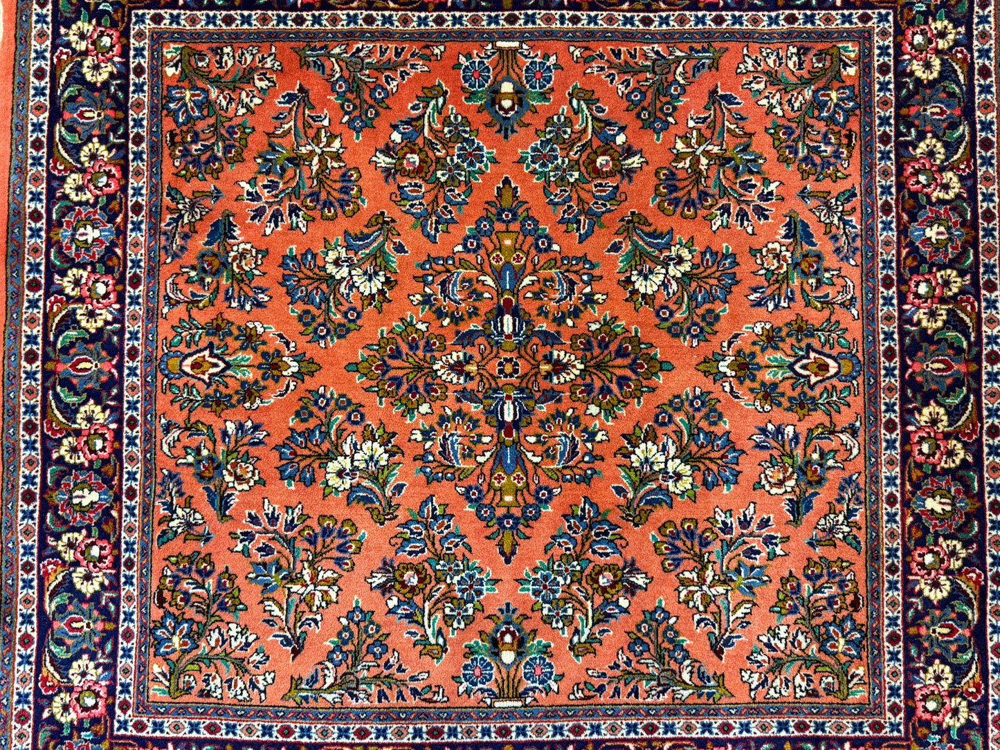 Orientteppich Sarough – Handgeknüpft, Sehr Fein, Korkwolle, 110 x 106 cm