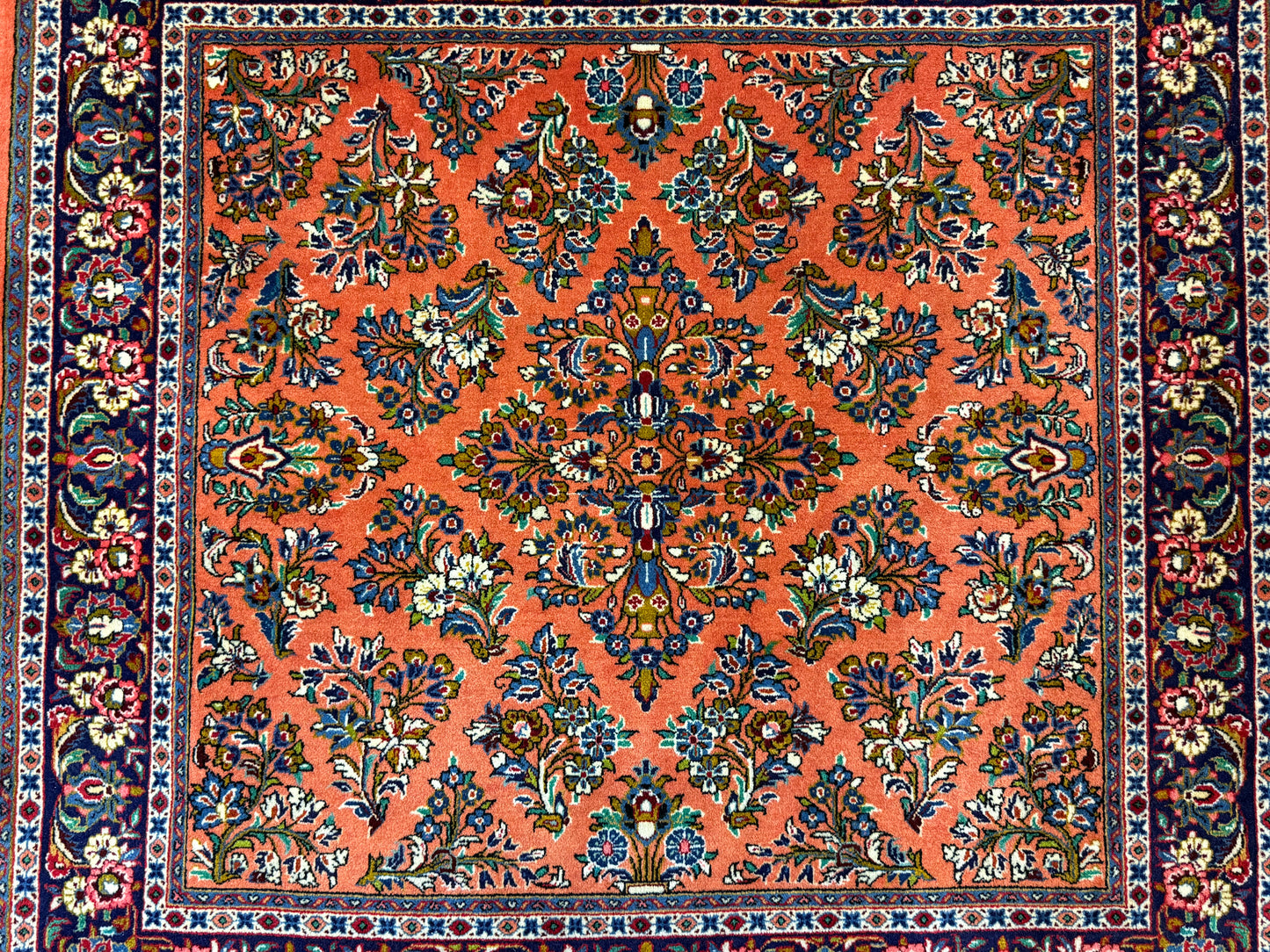 Orientteppich Sarough – Handgeknüpft, Sehr Fein, Korkwolle, 110 x 106 cm