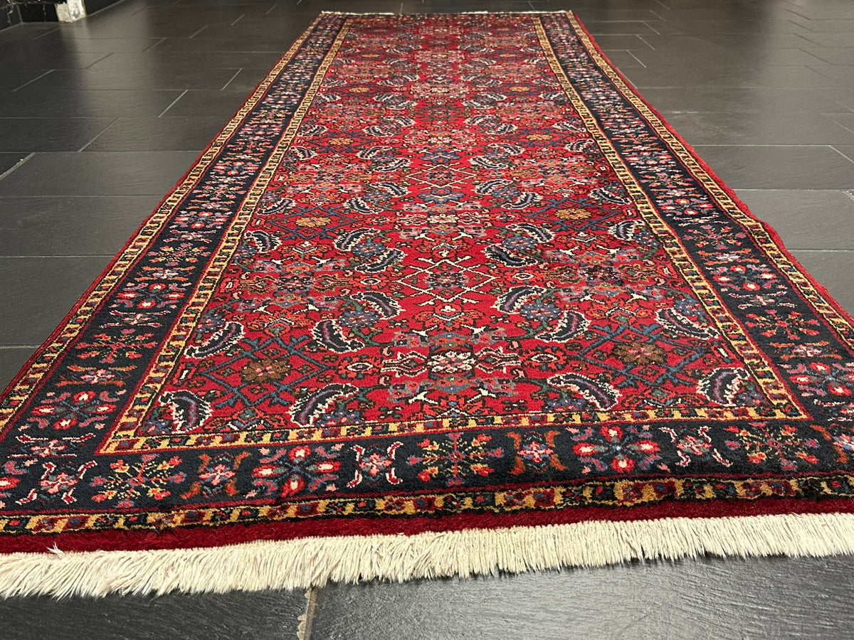 Orientteppich handgeknüpft Täbriz Läufer 340x110 cm