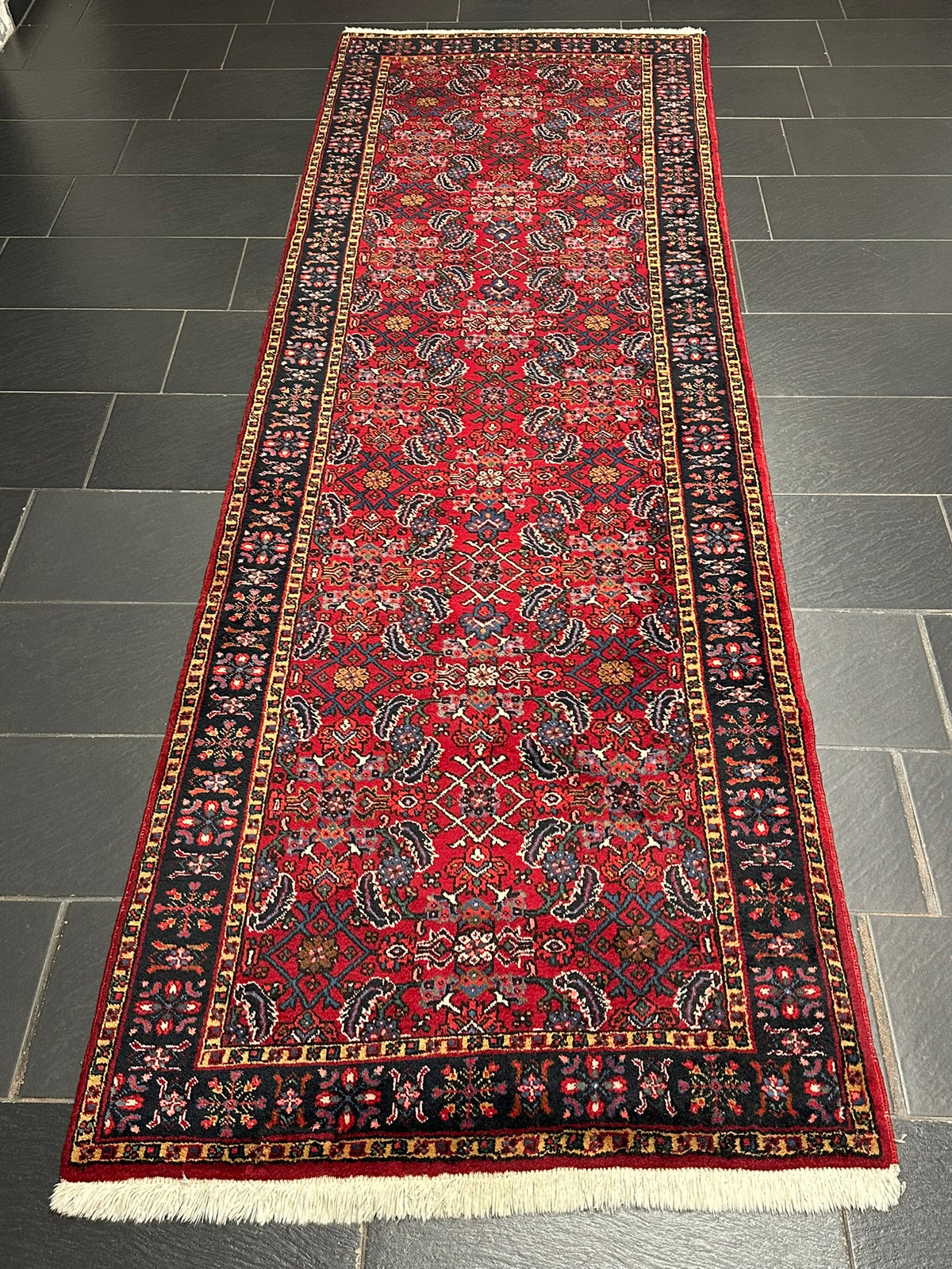Orientteppich handgeknüpft Täbriz Läufer 340x110 cm