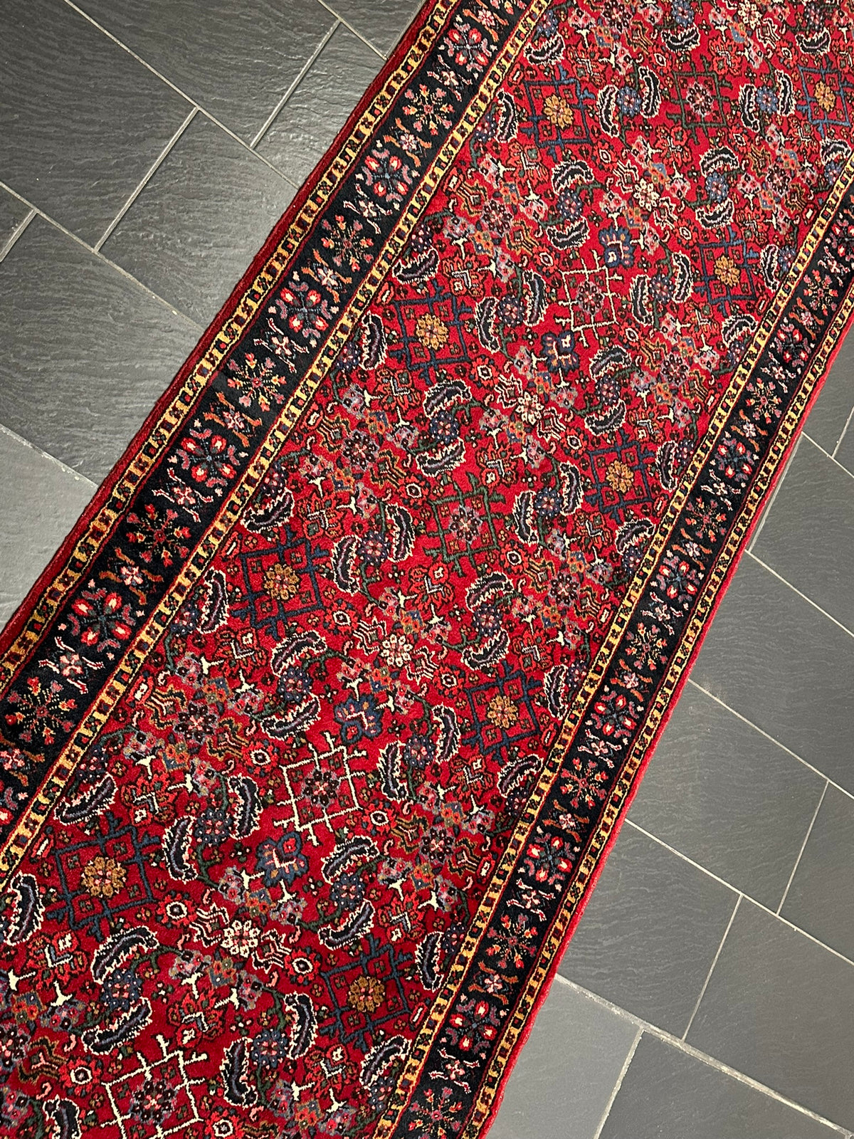 Orientteppich handgeknüpft Täbriz Läufer 340x110 cm