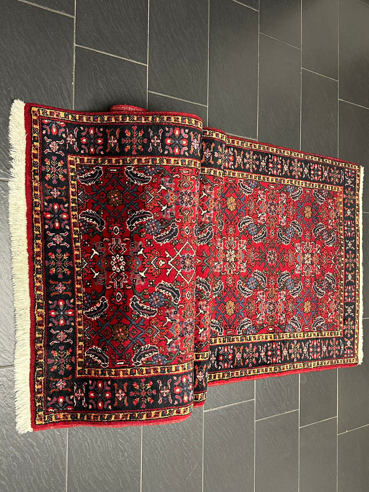 Orientteppich handgeknüpft Täbriz Läufer 340x110 cm