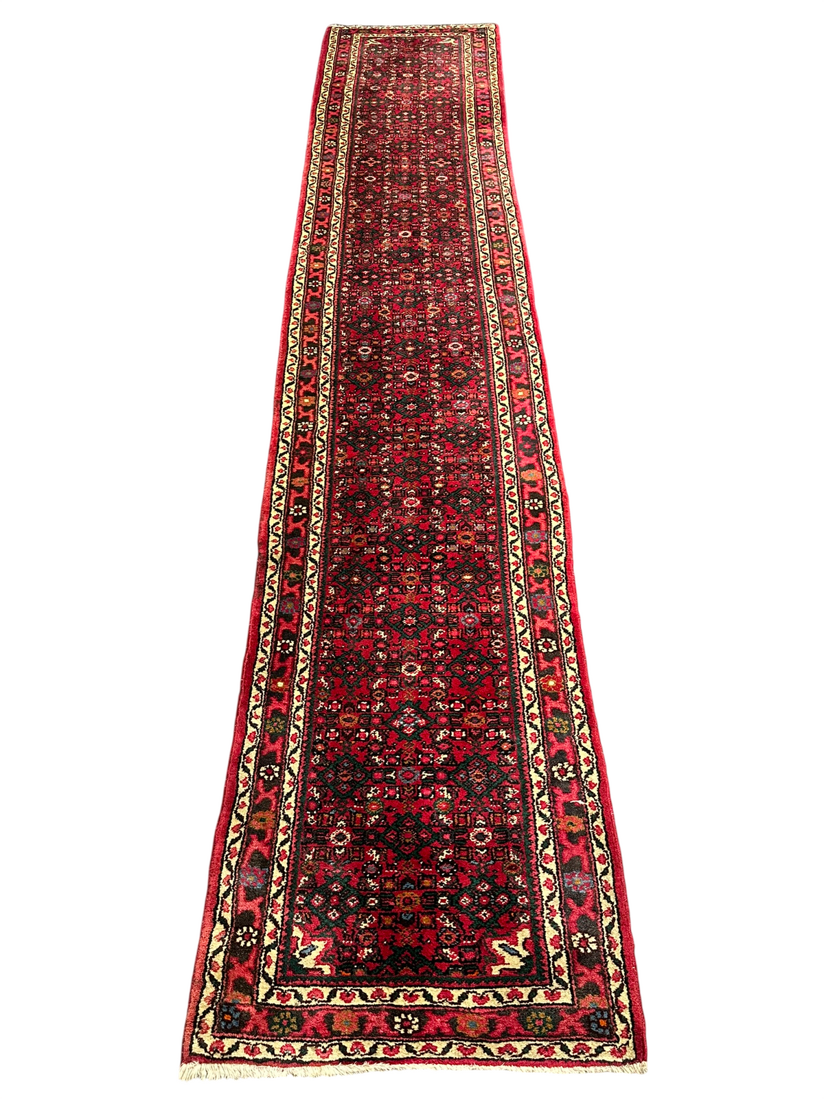 Orientteppich handgeknüpft Hamadan Läufer 395x75 cm
