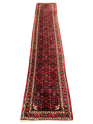 Orientteppich handgeknüpft Hamadan Läufer 395x75 cm
