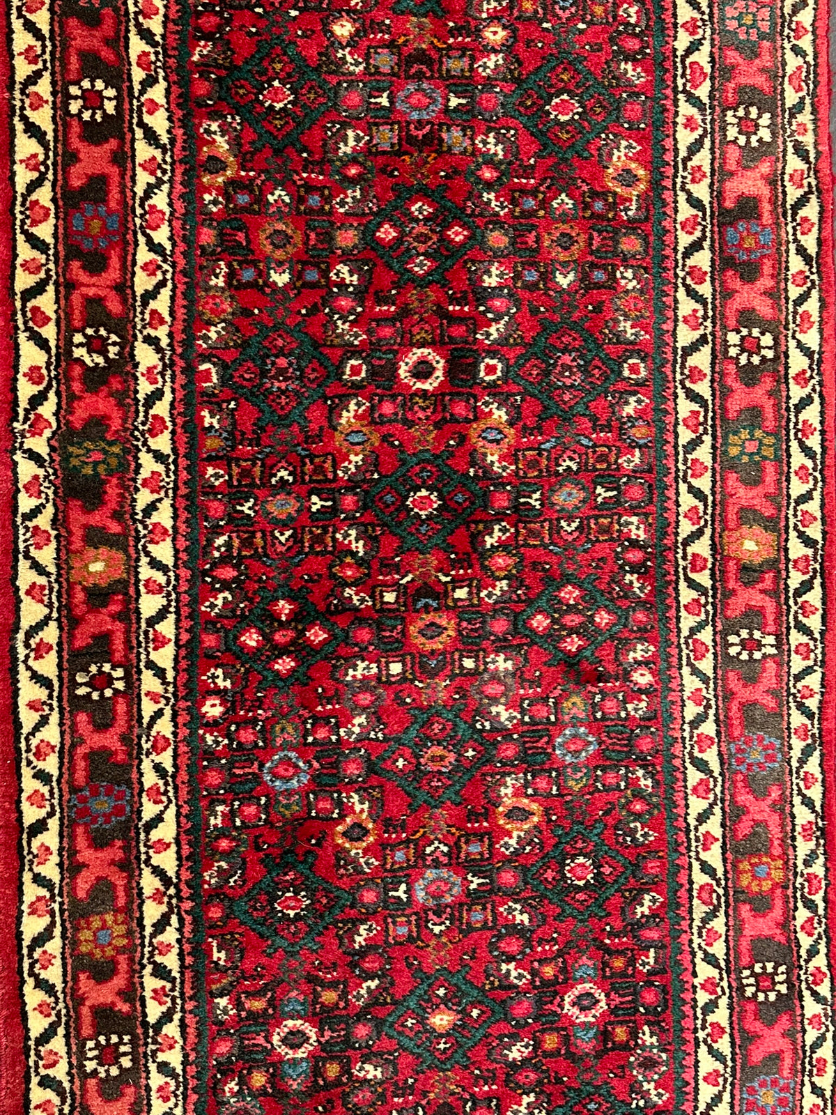 Orientteppich handgeknüpft Hamadan Läufer 395x75 cm