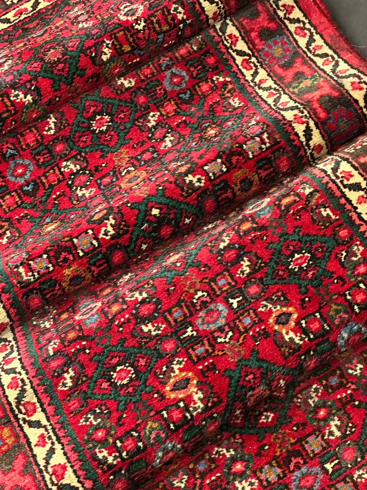 Orientteppich handgeknüpft Hamadan Läufer 395x75 cm