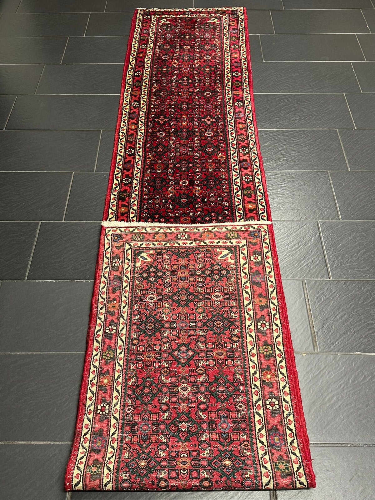 Orientteppich handgeknüpft Hamadan Läufer 395x75 cm