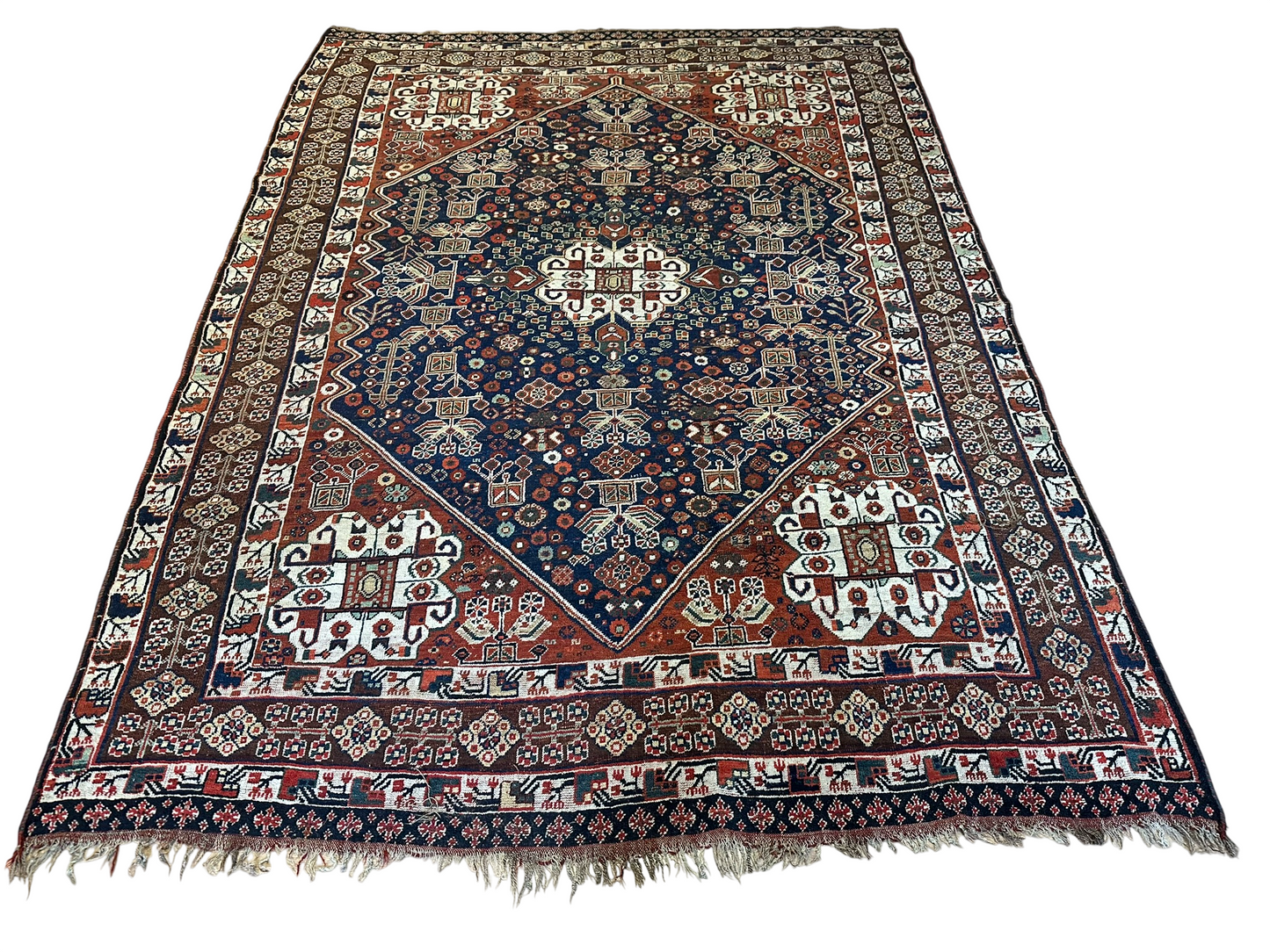 Antik Orientteppich handgeknüpft Gaschgai naturfarben 305x220 cm