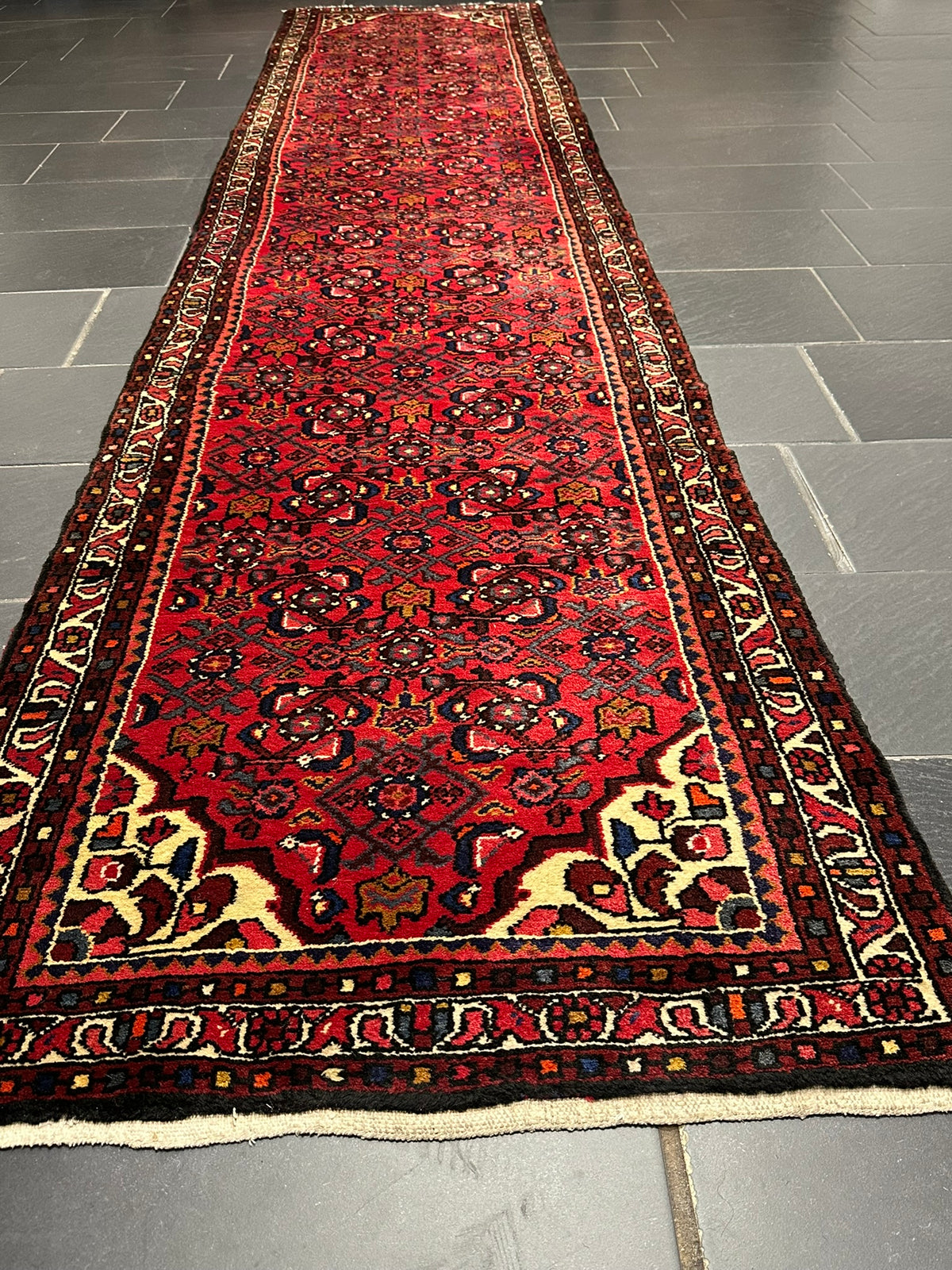 Orientteppich handgeknüpft Hamadan Läufer 400x85 cm
