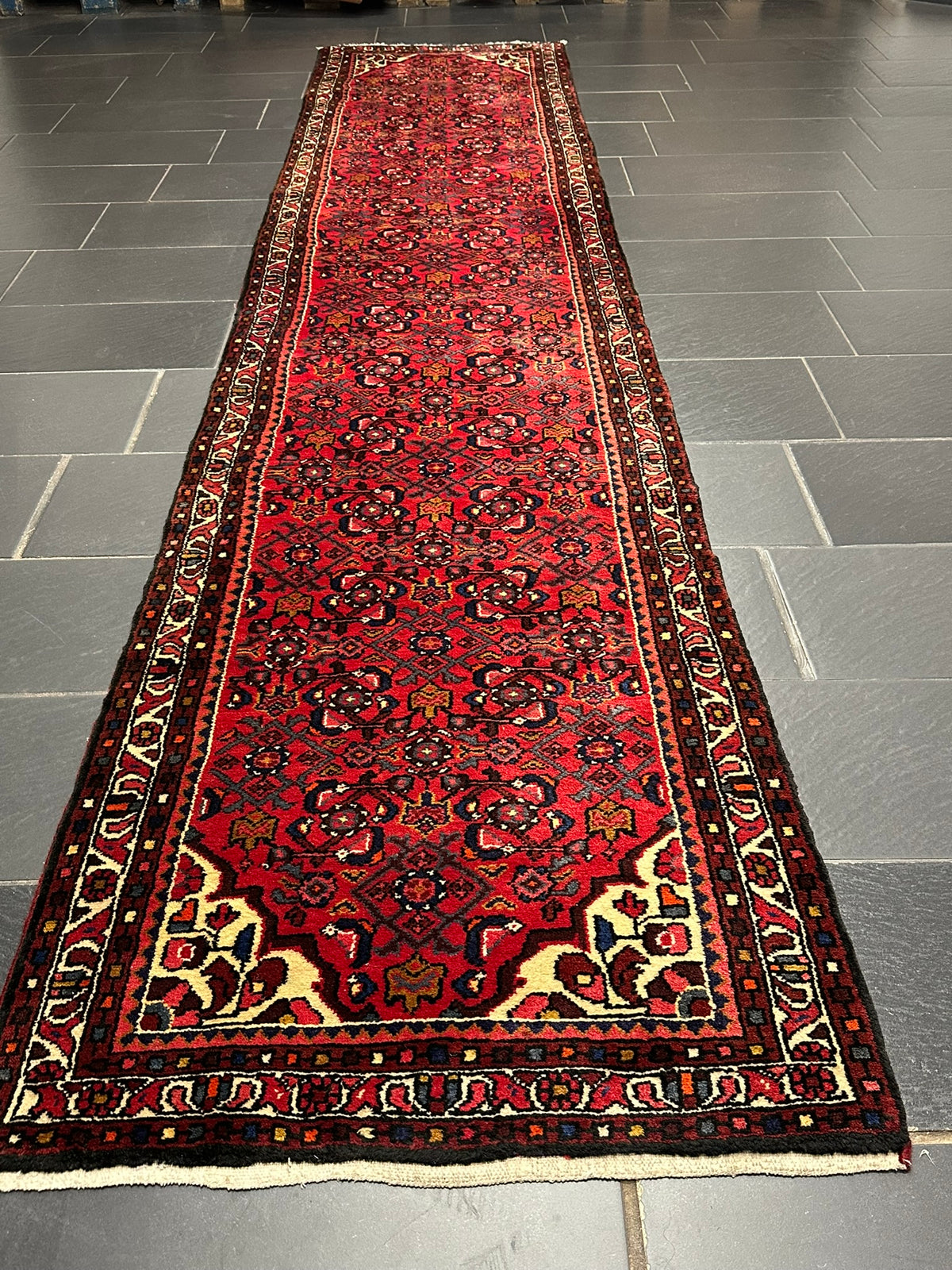 Orientteppich handgeknüpft Hamadan Läufer 400x85 cm