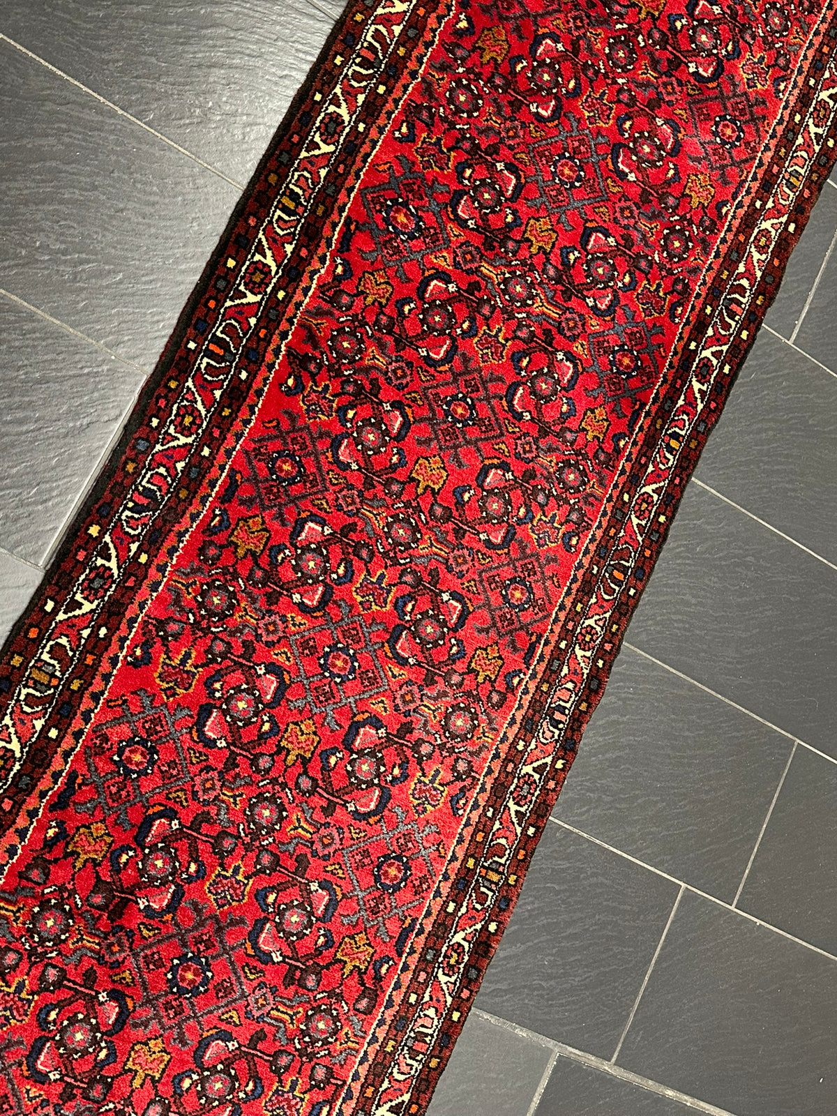 Orientteppich handgeknüpft Hamadan Läufer 400x85 cm
