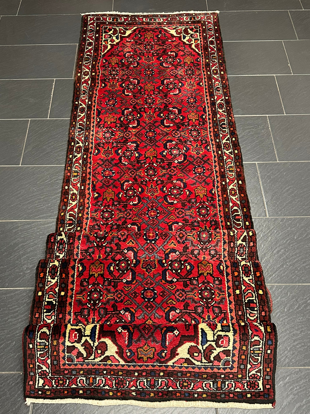 Orientteppich handgeknüpft Hamadan Läufer 400x85 cm