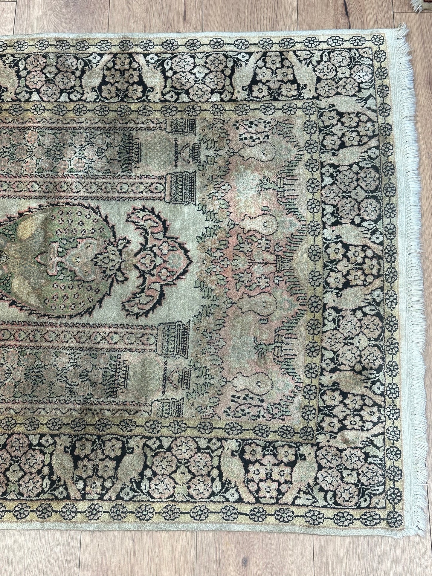 Handgeknüpfter Orientteppich Kaschmir Ghom Seidenteppich 140x95cm