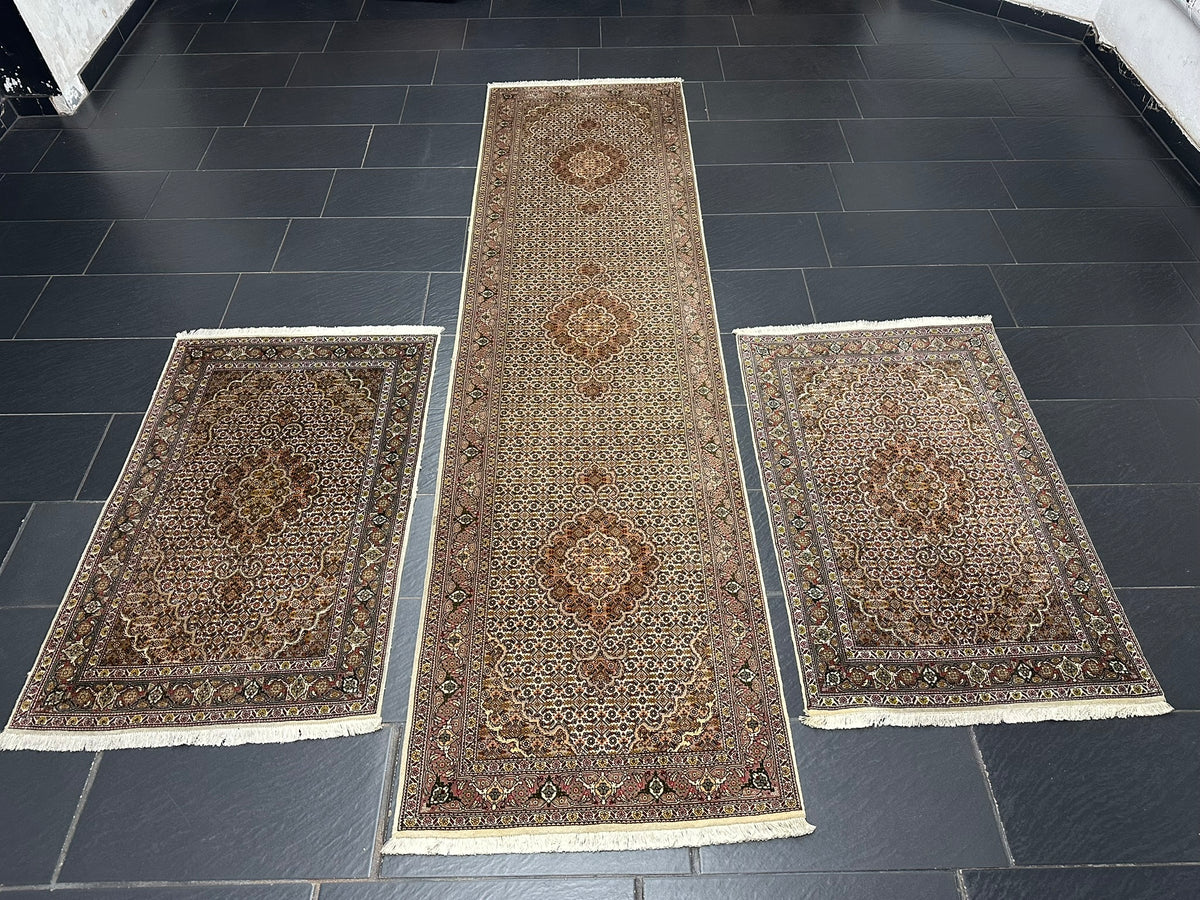 Orientteppich-Set handgeknüpft Täbriz Mahi 3-teilig (300x80 / 120x80 / 120x80 cm)
