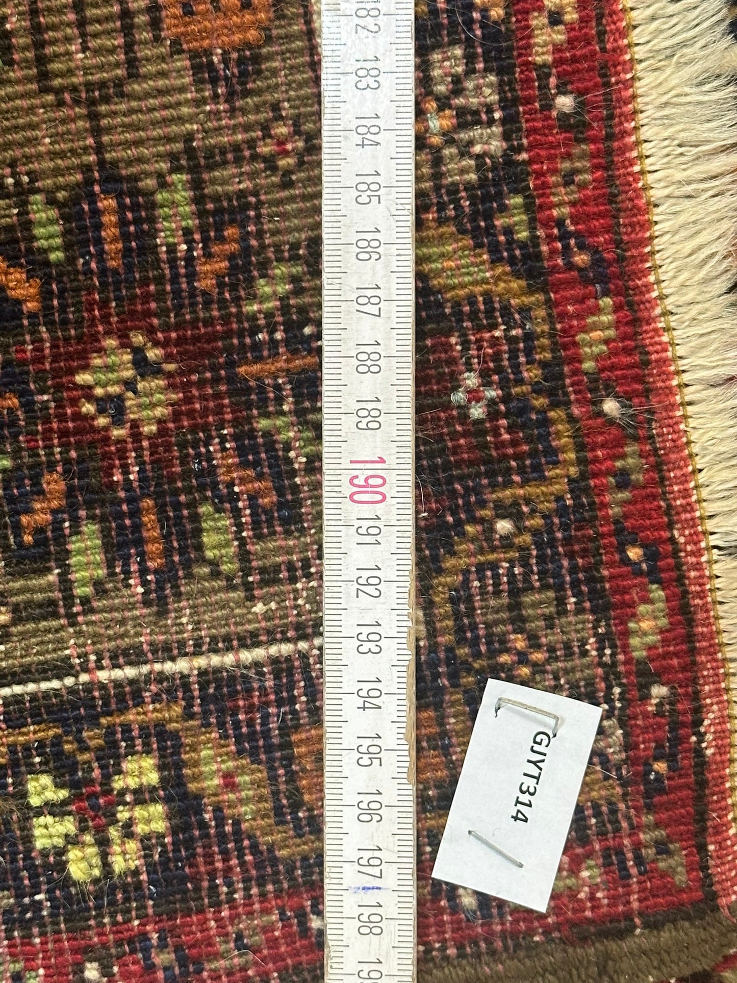Antik Orientteppich handgeknüpft Uschak naturfarben 487x120 cm