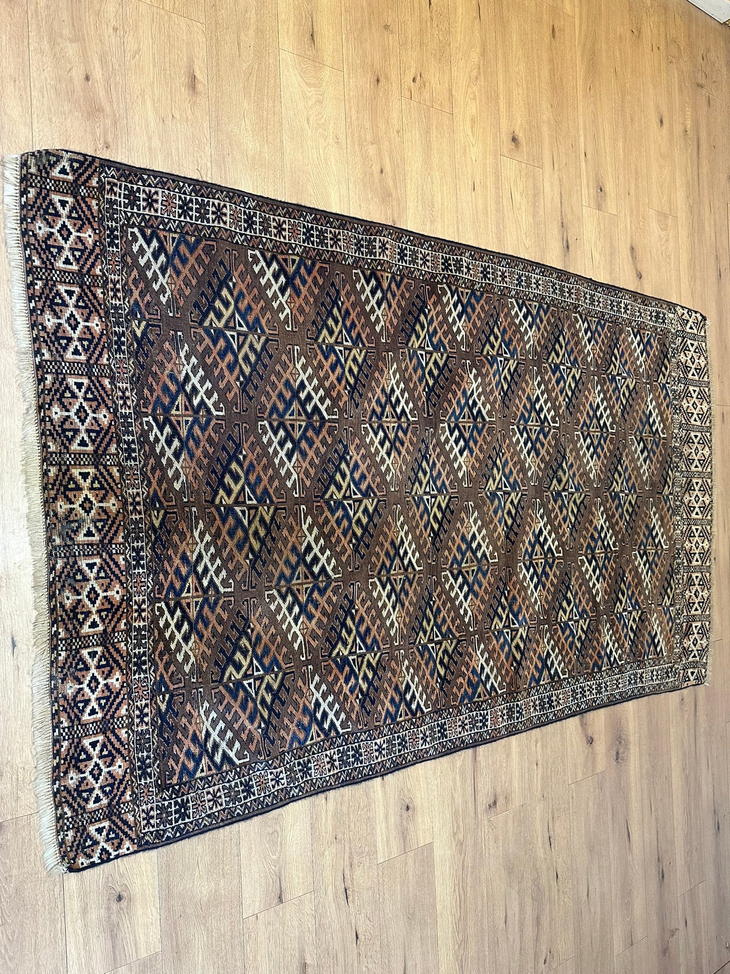 Antik Orientteppich handgeknüpft Buchara Jomut naturfarben  250x150 cm