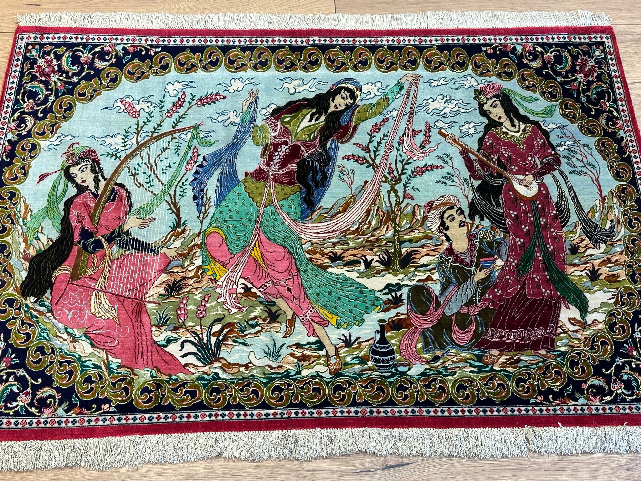 Handgeknüpfter Perserteppich online China Soof seide kork✅185 x 123 cm✅