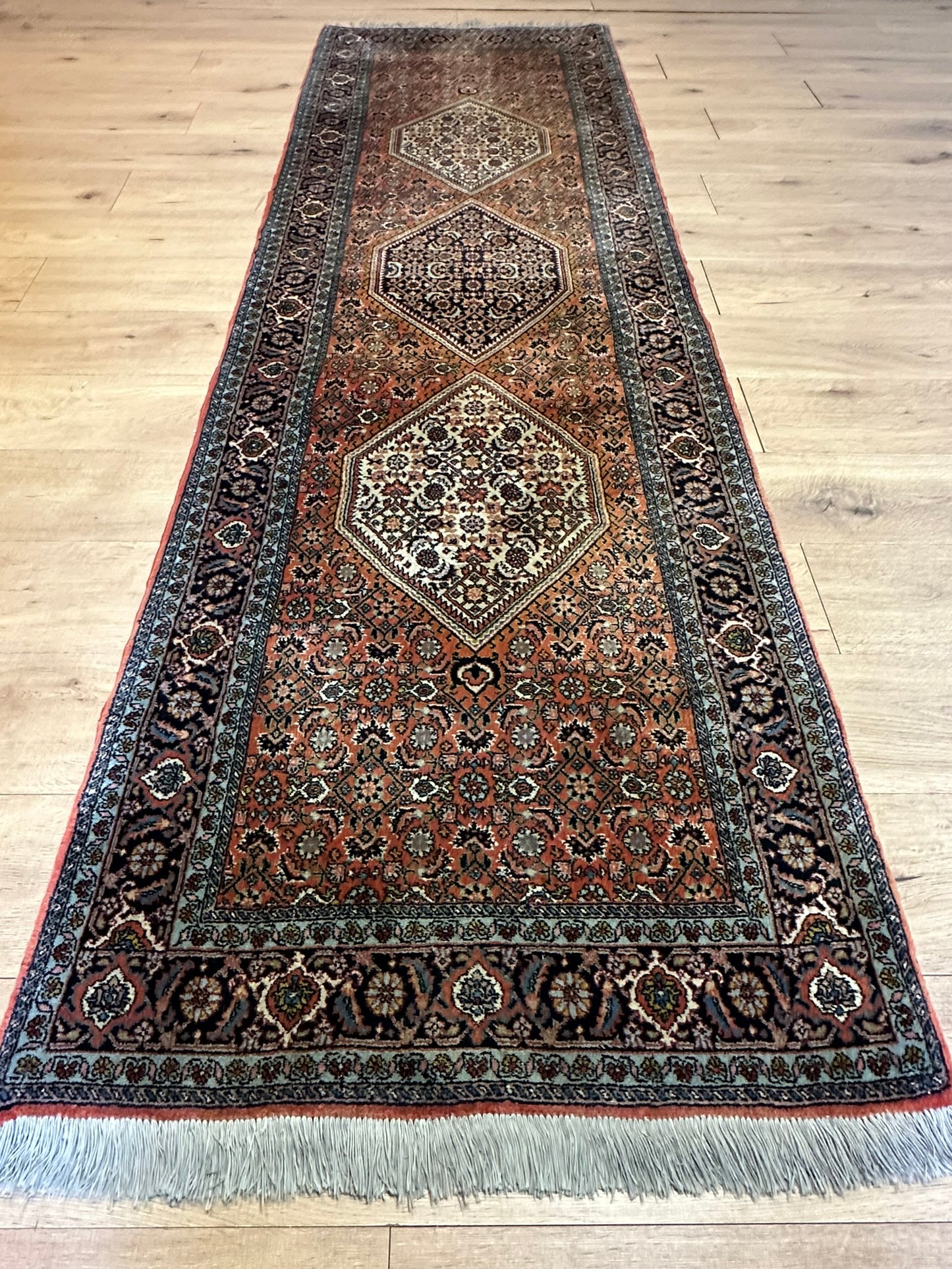 Orientteppich handgeknüpft Bidjar Läufer 280x86 cm