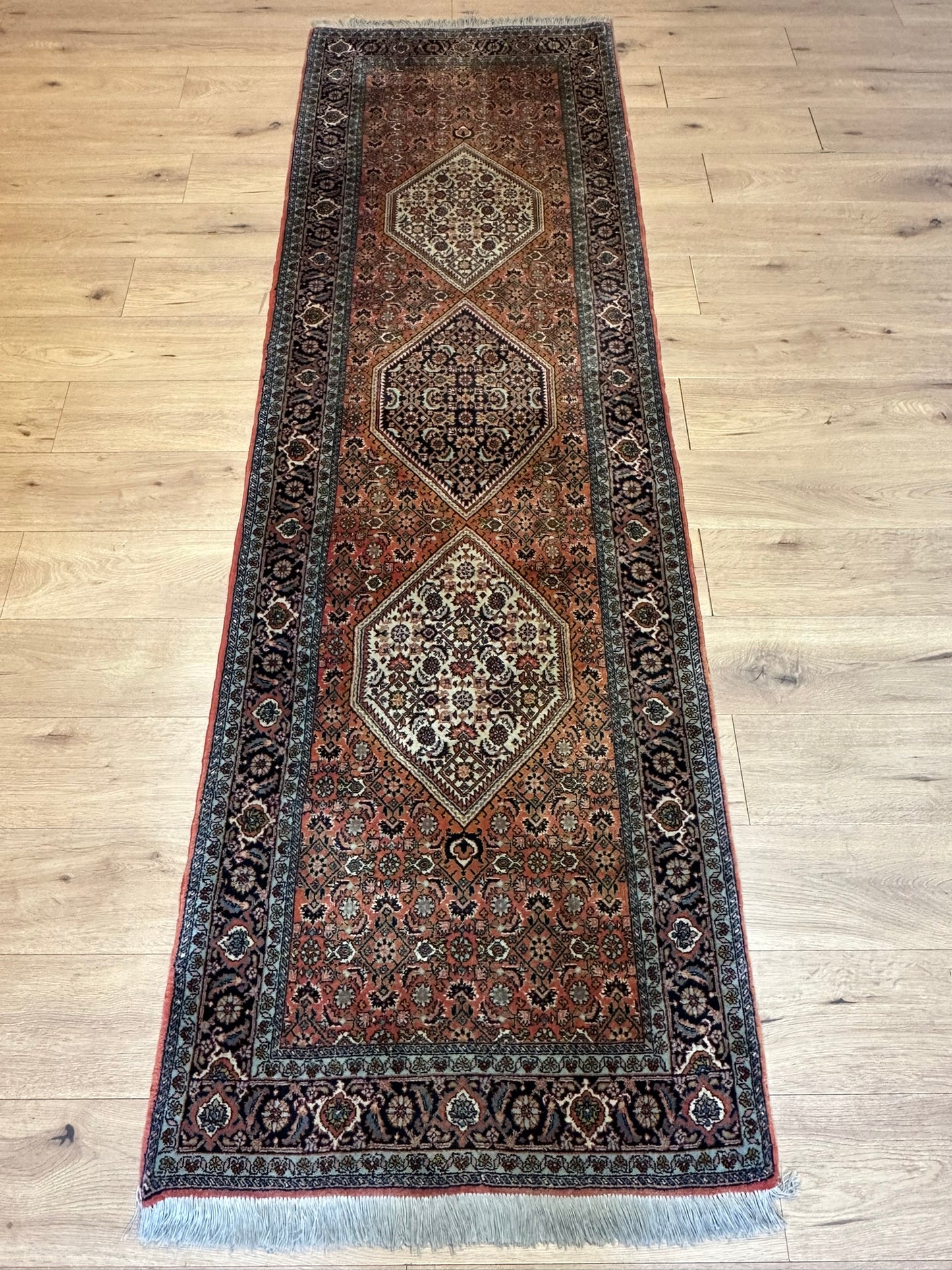 Orientteppich handgeknüpft Bidjar Läufer 280x86 cm